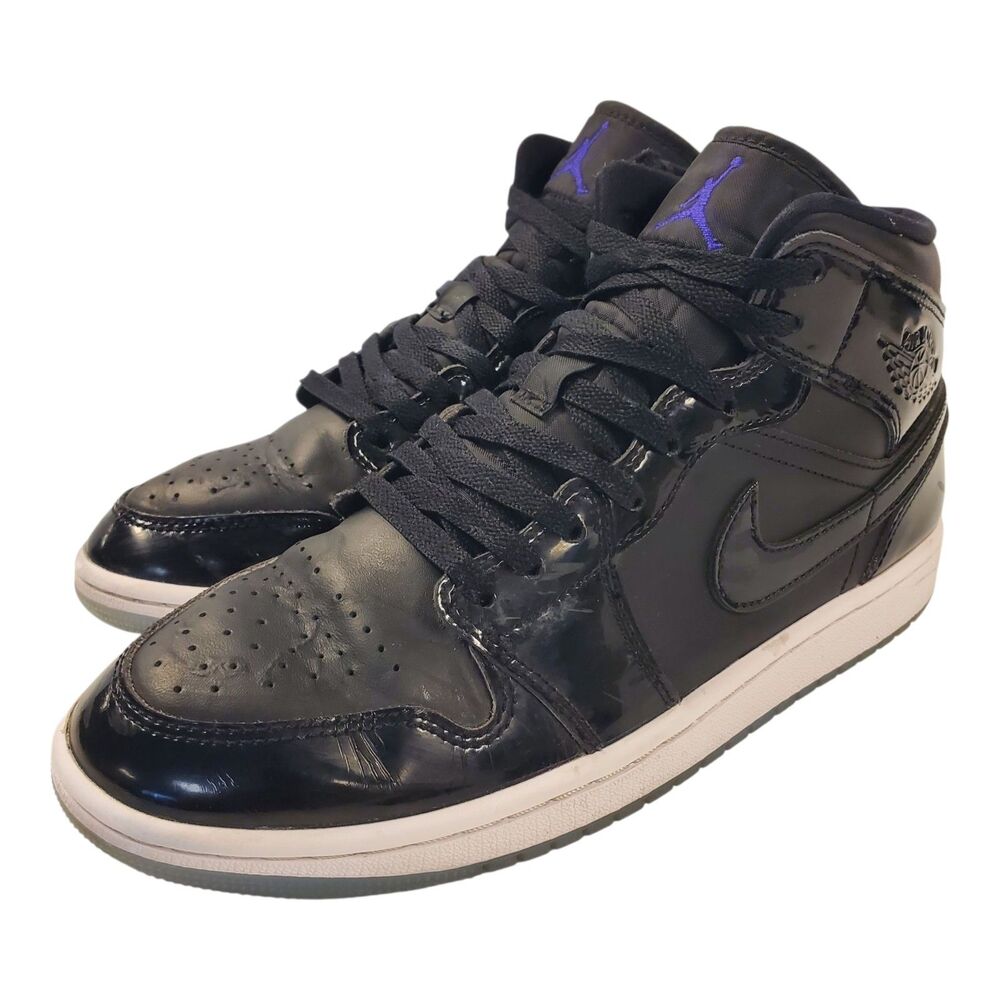 NIKE AIR JORDAN 1 MID SE Mens Size 8 Black SPACE JAM Patent Leather DV1308-004